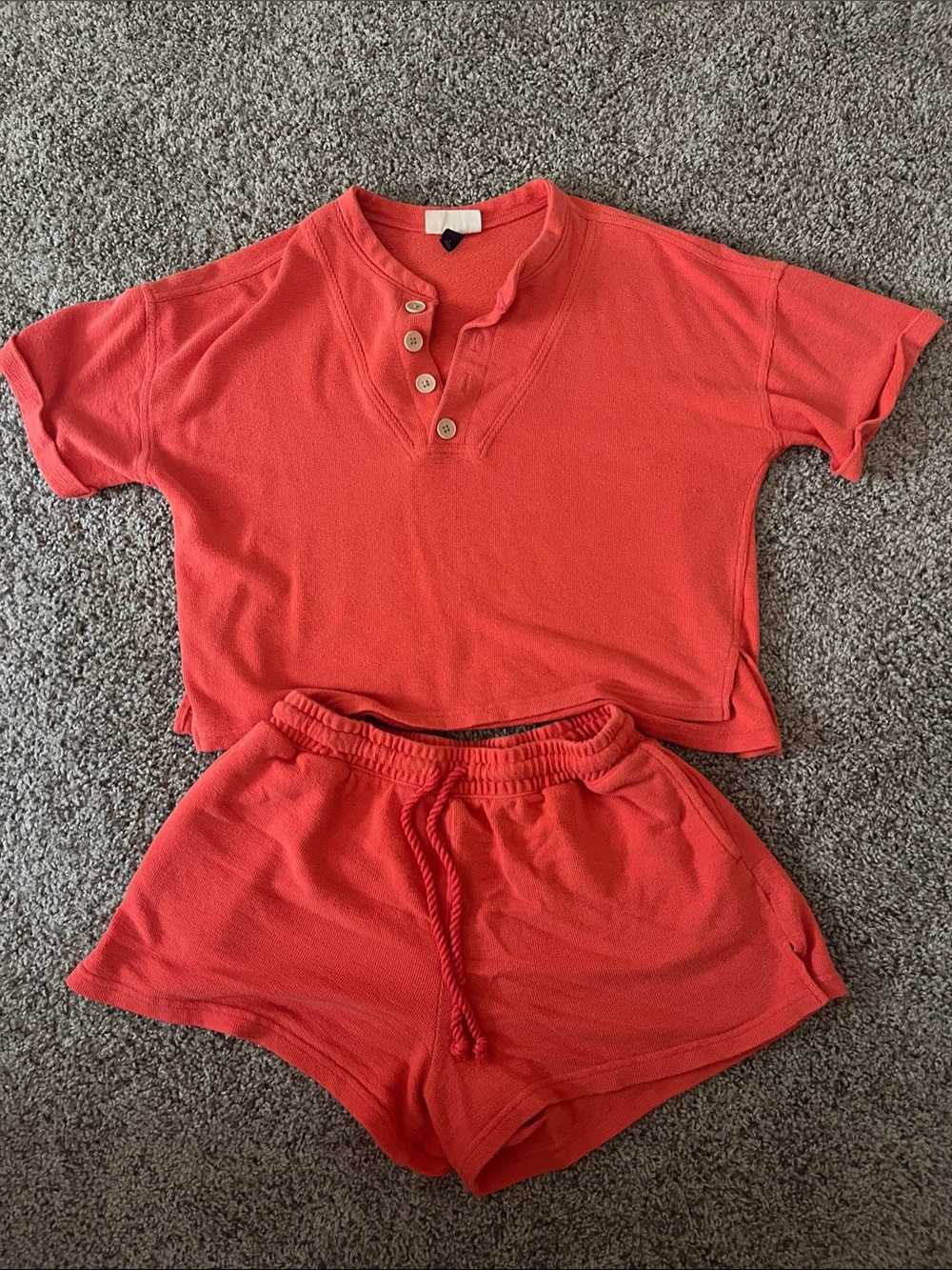 Coral Matching Set Shorts and Short Sleeve Top size small